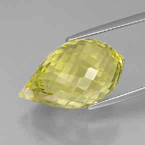 Quartzo amarelo natural 24,29ct, briolete, VVS-VS