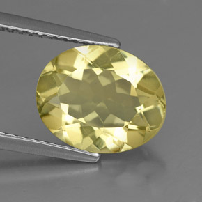 Quartzo amarelo natural 3,09ct, corte oval, VS