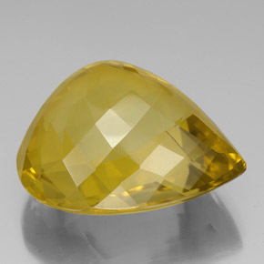 Quartzo amarelo natural 125,20ct, formato de pêra, VVS
