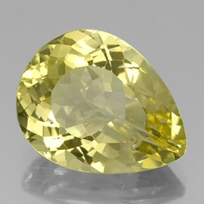 Quartzo amarelo natural 12,39ct, formato de pêra, VVS
