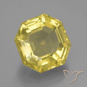 Quartzo Luz amarela Natural 12.51ct, Corte Octógono / Esmeralda, VVS-VS