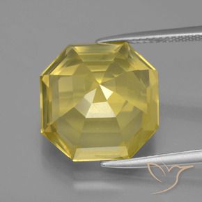 Quartzo Luz amarela Natural 12.51ct, Corte Octógono / Esmeralda, VVS-VS