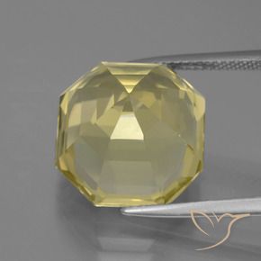 Quartzo Amarelo claro Natural 13.34ct, Corte Octógono / Esmeralda, VVS