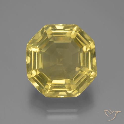 Quartzo amarelo natural 14,70ct, corte esmeralda, VVS