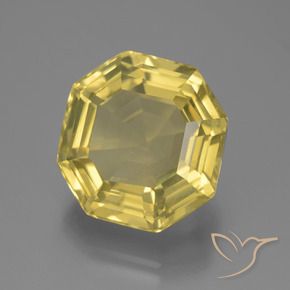 Quartzo amarelo natural 14,70ct, corte esmeralda, VVS