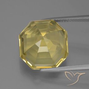 Quartzo amarelo natural 14,70ct, corte esmeralda, VVS