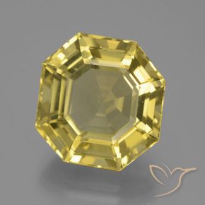 Quartzo Amarelo Dourado Claro Natural 13.83ct, Corte Octógono / Esmeralda, VVS