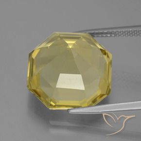 Quartzo Amarelo Dourado Claro Natural 13.83ct, Corte Octógono / Esmeralda, VVS