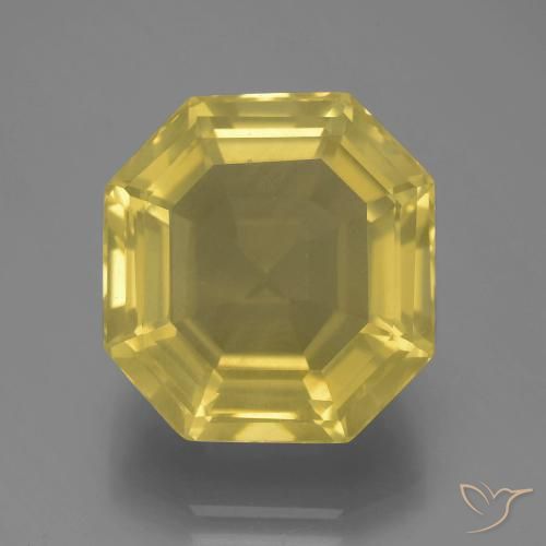 13.51ct Natural Luz amarela Quartzo, Corte Esmeralda, VVS-VS