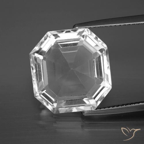 11.25ct Natural Branco claro Quartzo, Corte Esmeralda, VVS