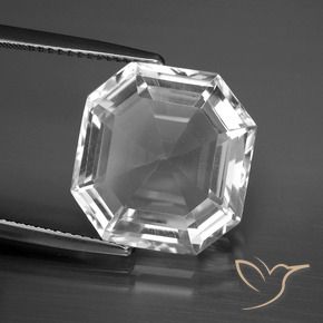 Quartzo Branco claro Natural 11.25ct, Corte Octógono / Esmeralda, VVS