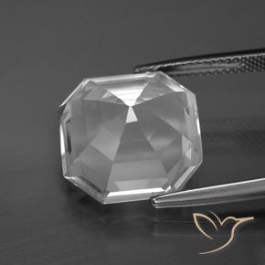 Quartzo Branco claro Natural 11.25ct, Corte Octógono / Esmeralda, VVS
