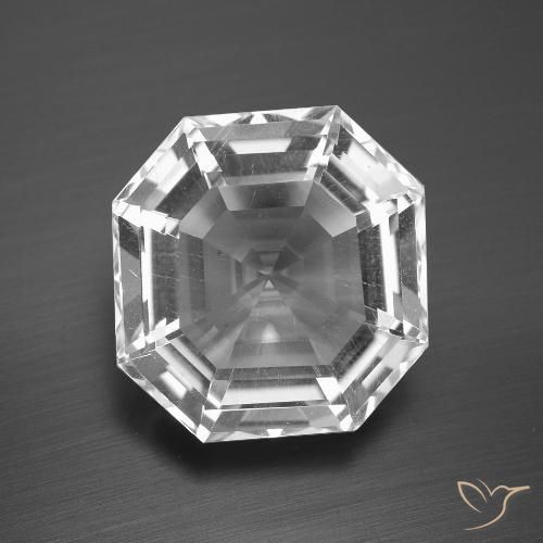 13.33ct Natural Branco claro Quartzo, Corte Esmeralda, VVS-VS