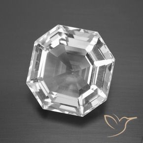 Quartzo Branco claro Natural 13.33ct, Corte Octógono / Esmeralda, VVS-VS