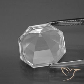 Quartzo Branco claro Natural 13.33ct, Corte Octógono / Esmeralda, VVS-VS