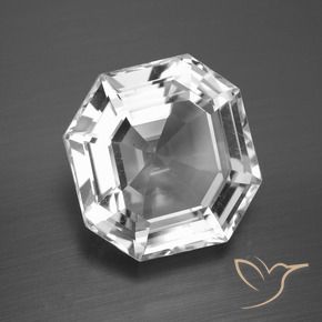 Quartzo Branco claro Natural 13.29ct, Corte Octógono / Esmeralda, VVS-VS
