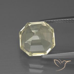 Quartzo Amarelo claro Natural 5.08ct, Corte Octógono / Esmeralda, VVS-VS