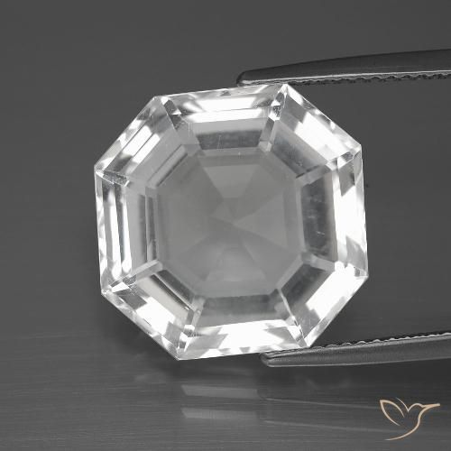 12.10ct Natural Branco claro Quartzo, Corte Esmeralda, VVS