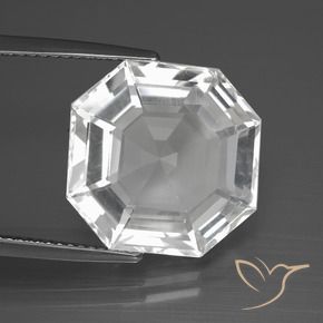 Quartzo Branco claro Natural 12.10ct, Corte Octógono / Esmeralda, VVS