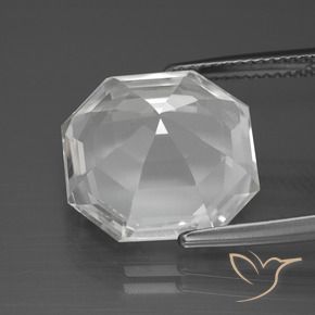 Quartzo Branco claro Natural 12.10ct, Corte Octógono / Esmeralda, VVS