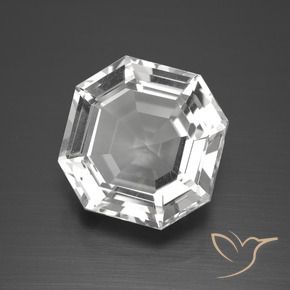 Quartzo Branco claro Natural 12.93ct, Corte Octógono / Esmeralda, VVS