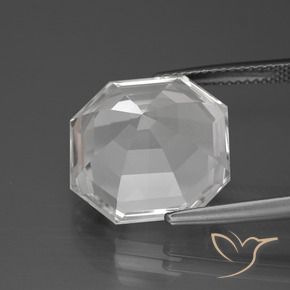 Quartzo Branco claro Natural 12.93ct, Corte Octógono / Esmeralda, VVS