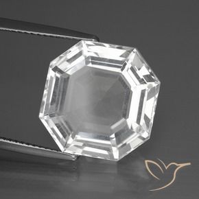 Quartzo Branco claro Natural 12.26ct, Corte Octógono / Esmeralda, VVS-VS