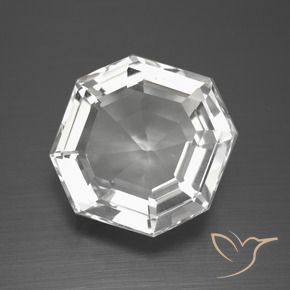 Quartzo Branco claro Natural 12.29ct, Corte Octógono / Esmeralda, VVS-VS