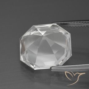 Quartzo Branco claro Natural 12.29ct, Corte Octógono / Esmeralda, VVS-VS