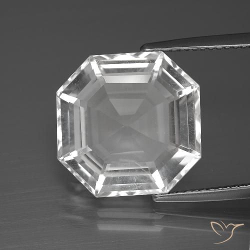 12.34ct Natural Branco claro Quartzo, Corte Esmeralda, VVS