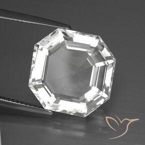 Quartzo Branco claro Natural 12.34ct, Corte Octógono / Esmeralda, VVS