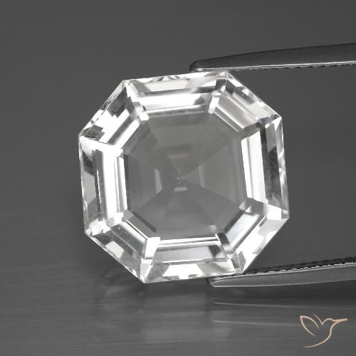 12.21ct Natural Branco claro Quartzo, Corte Esmeralda, VVS