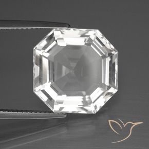 Quartzo Branco claro Natural 12.21ct, Corte Octógono / Esmeralda, VVS