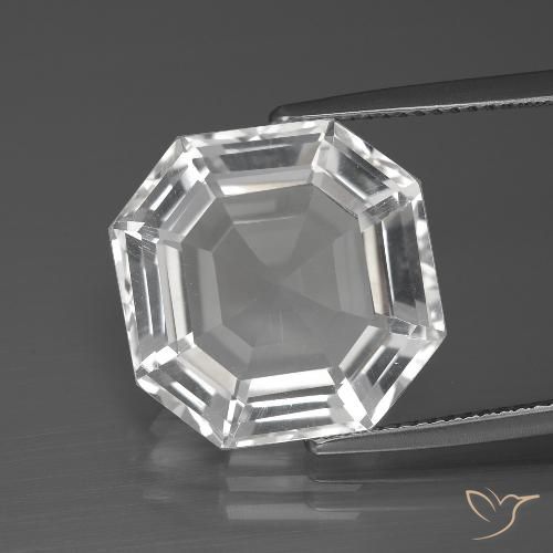 12.51ct Natural Branco claro Quartzo, Corte Octógono / Esmeralda, VVS, Photo A