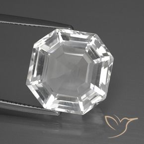 Quartzo Branco claro Natural 12.51ct, Corte Octógono / Esmeralda, VVS