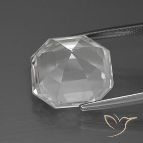 Quartzo Branco claro Natural 12.51ct, Corte Octógono / Esmeralda, VVS