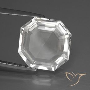 Quartzo Branco claro Natural 10.45ct, Corte Octógono / Esmeralda, VVS