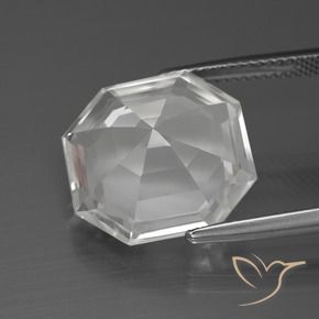 Quartzo Branco claro Natural 10.45ct, Corte Octógono / Esmeralda, VVS