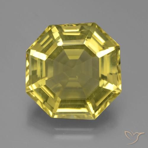 Quartzo amarelo médio Natural 16.14ct, Corte Octógono / Esmeralda, VVS-VS