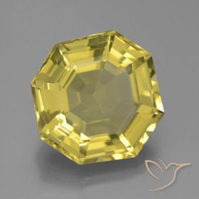 Quartzo amarelo médio Natural 16.14ct, Corte Octógono / Esmeralda, VVS-VS