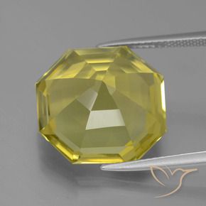 Quartzo amarelo médio Natural 16.14ct, Corte Octógono / Esmeralda, VVS-VS