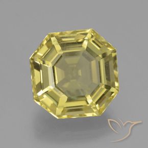 Quartzo Amarelo claro médio Natural 9.24ct, Corte Octógono / Esmeralda, VVS-VS