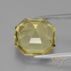 Quartzo Amarelo claro médio Natural 9.24ct, Corte Octógono / Esmeralda, VVS-VS