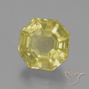 Quartzo Amarelo claro Natural 9.13ct, Corte Octógono / Esmeralda, VVS-VS
