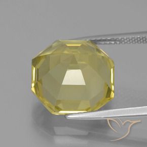 Quartzo Amarelo claro Natural 9.13ct, Corte Octógono / Esmeralda, VVS-VS
