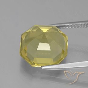 Quartzo Amarelo Muito Pálido Natural 8.10ct, Corte Octógono / Esmeralda, VVS-VS