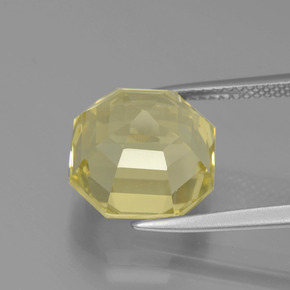 Quartzo amarelo natural 7,94ct, corte esmeralda, VVS