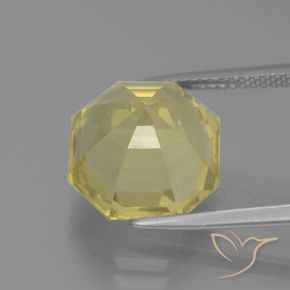 Quartzo Amarelo Muito Pálido Natural 8.23ct, Corte Octógono / Esmeralda, VVS