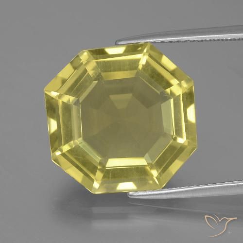 11.80ct Natural Amarelo Abacaxi Claro Quartzo, Corte Octógono / Esmeralda, VVS-VS, Photo A