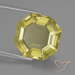Quartzo Amarelo Abacaxi Claro Natural 11.80ct, Corte Octógono / Esmeralda, VVS-VS